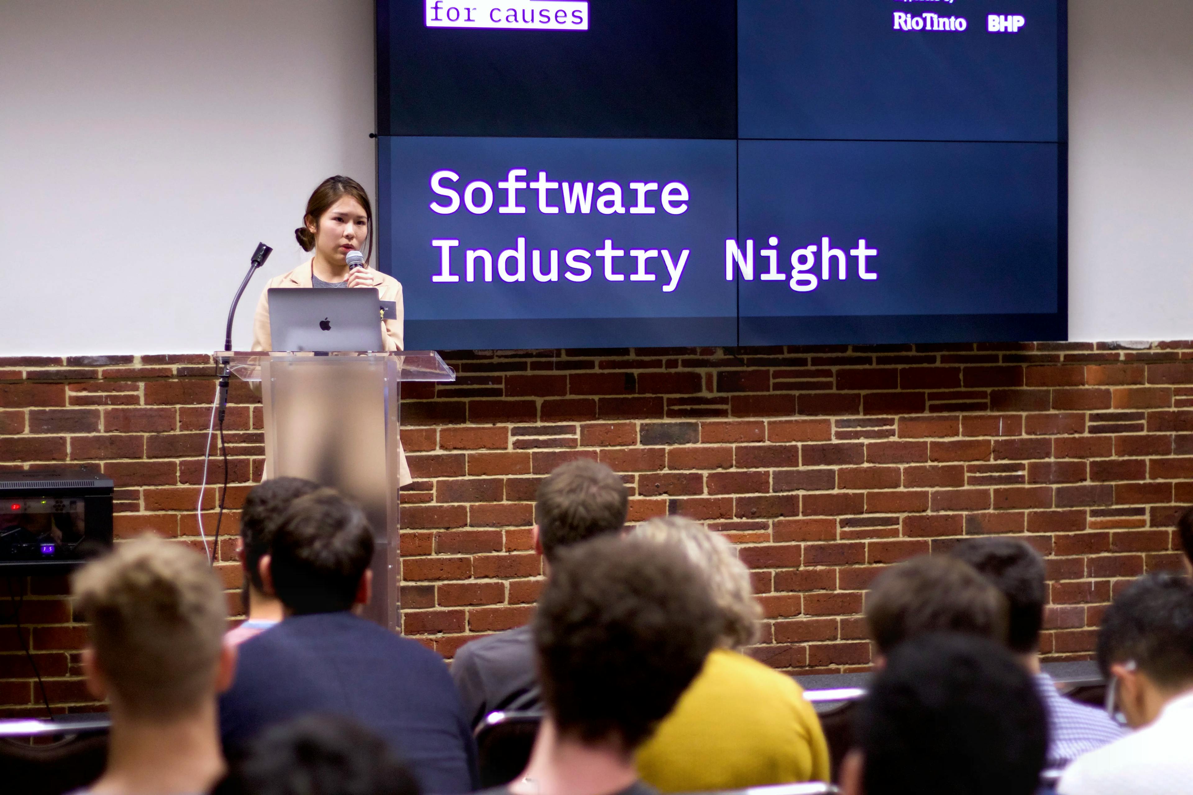 Image of speaker speaking at industry night